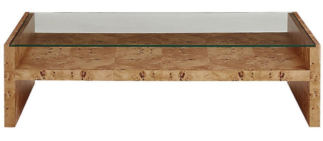 Custom Burl Coffee Table w/ Glass Top Made in America