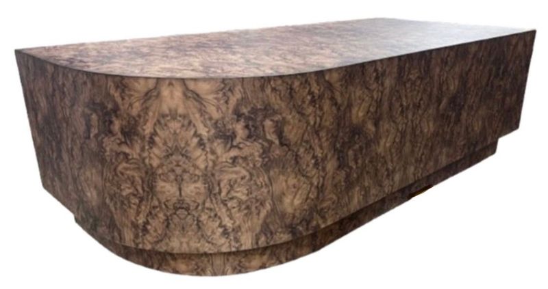Burl Curved Corner Coffee Table Made in USA Burl Curved Corner Coffee Table Made in USA