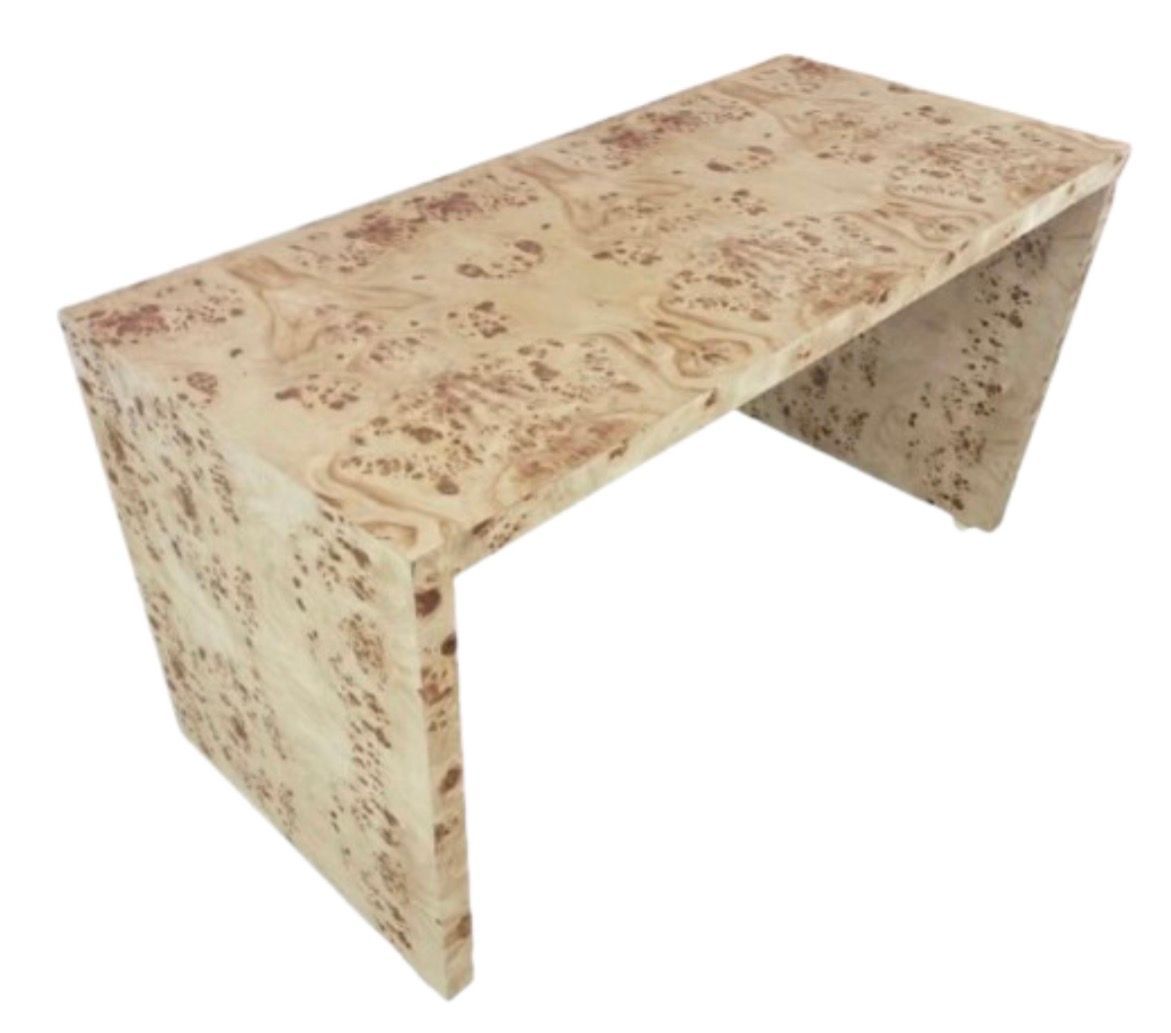 58" wide x 26" deep x 30" tall​ Custom Made to Order Honey Burl Console Table