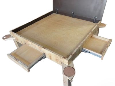 Custom American Made to Order Burl Game Table w/ Removable Top and Drawers Made in USA
