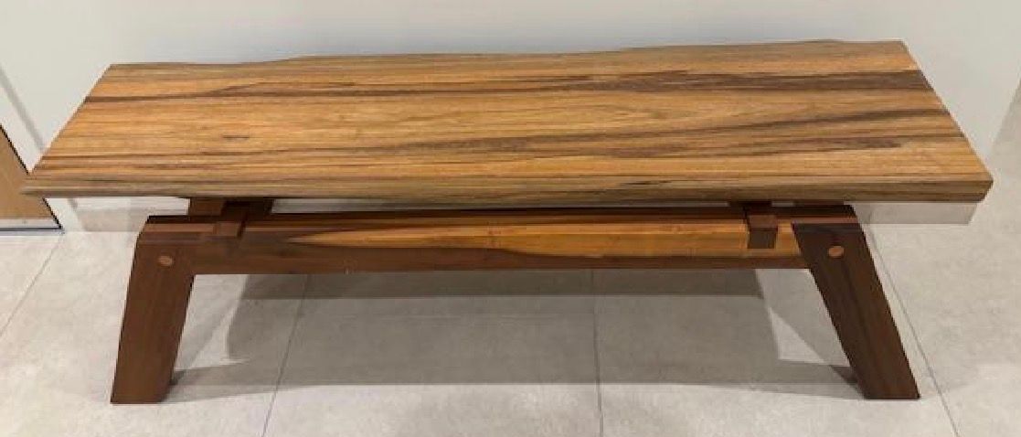 Custom Teak  Bench 55" Long x 13.5" Wide x 20" Tall w/ Angled Legs