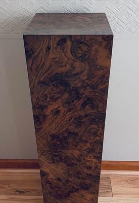 40 40" Tall x 12" Square Custom Dark Walnut Burl Pedestal with Molding Made in USA