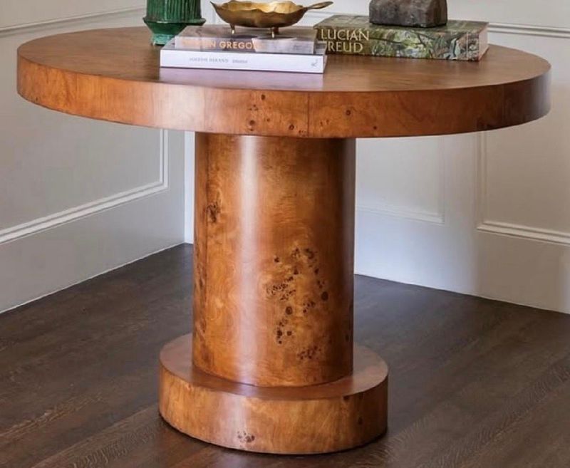 Custom 38 Custom 38"Round x 30" Tall Dark Caramel Burl Wood Dining Table w/ Round Base