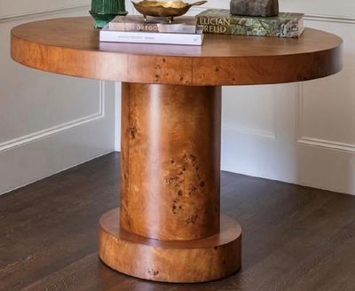 Custom 38 Custom 38"Round x 30" Tall Dark Caramel Burl Wood Dining Table w/ Round Base