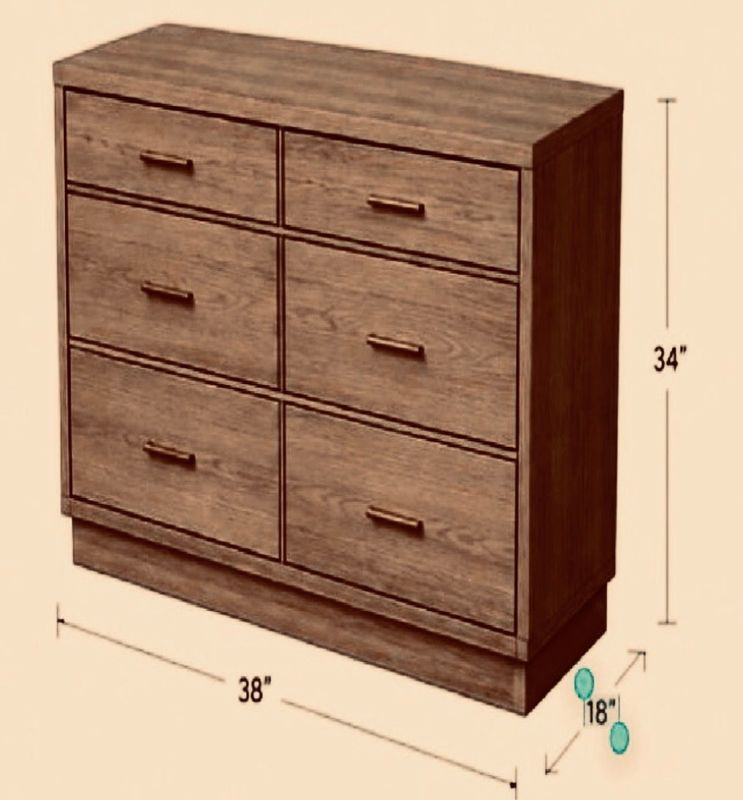 Custom Made Six Drawer Walnut Burl Dresser 38" Wide x 19 Deep x 34" Tall