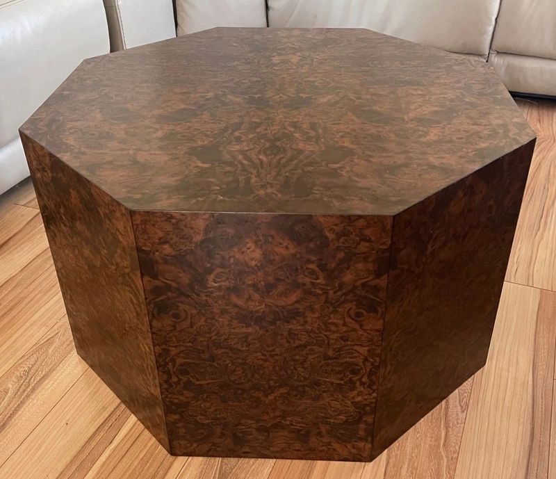 36" wide x 24" tall Genuine Walnut Burl Wood Octagon Table