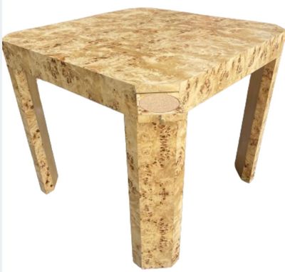 Pair of 40 Pair of 40" Square Honey Burl Game Tables w/ Corner Pullout Drink Coasters Made in USA