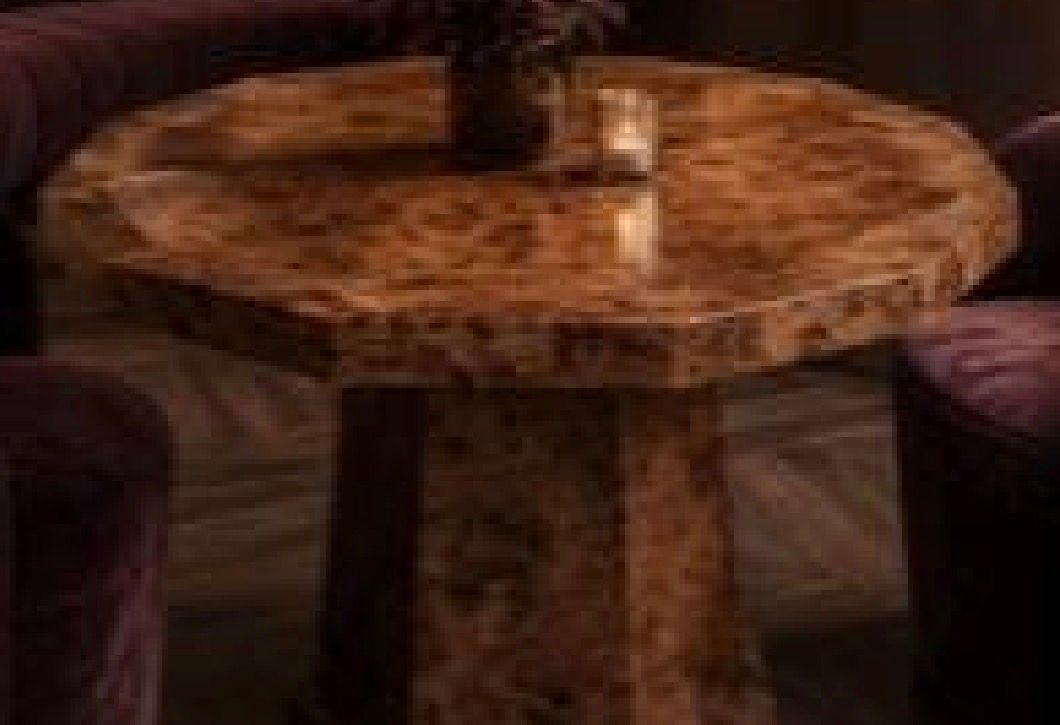 36 36" wide x 26" tall Elm Burl Wood Octagon Table w/ Octagon Base