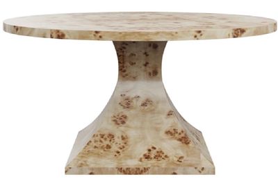 72 72" Round x 30" Tall Honey Burl Dining Table w/ Tapered Burl Base