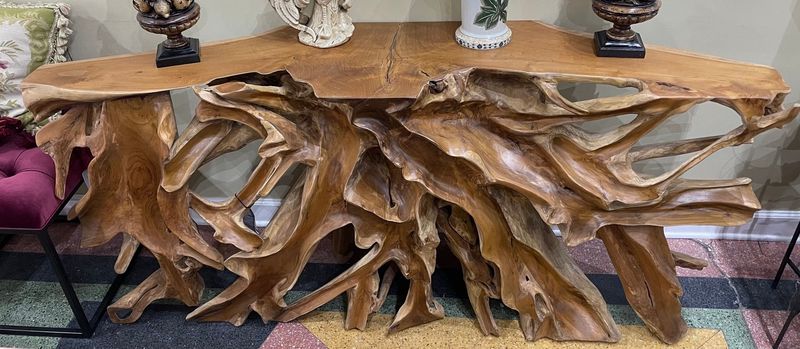 Large 70" Teak Root Console Table Teak Driftwood Sofa Table