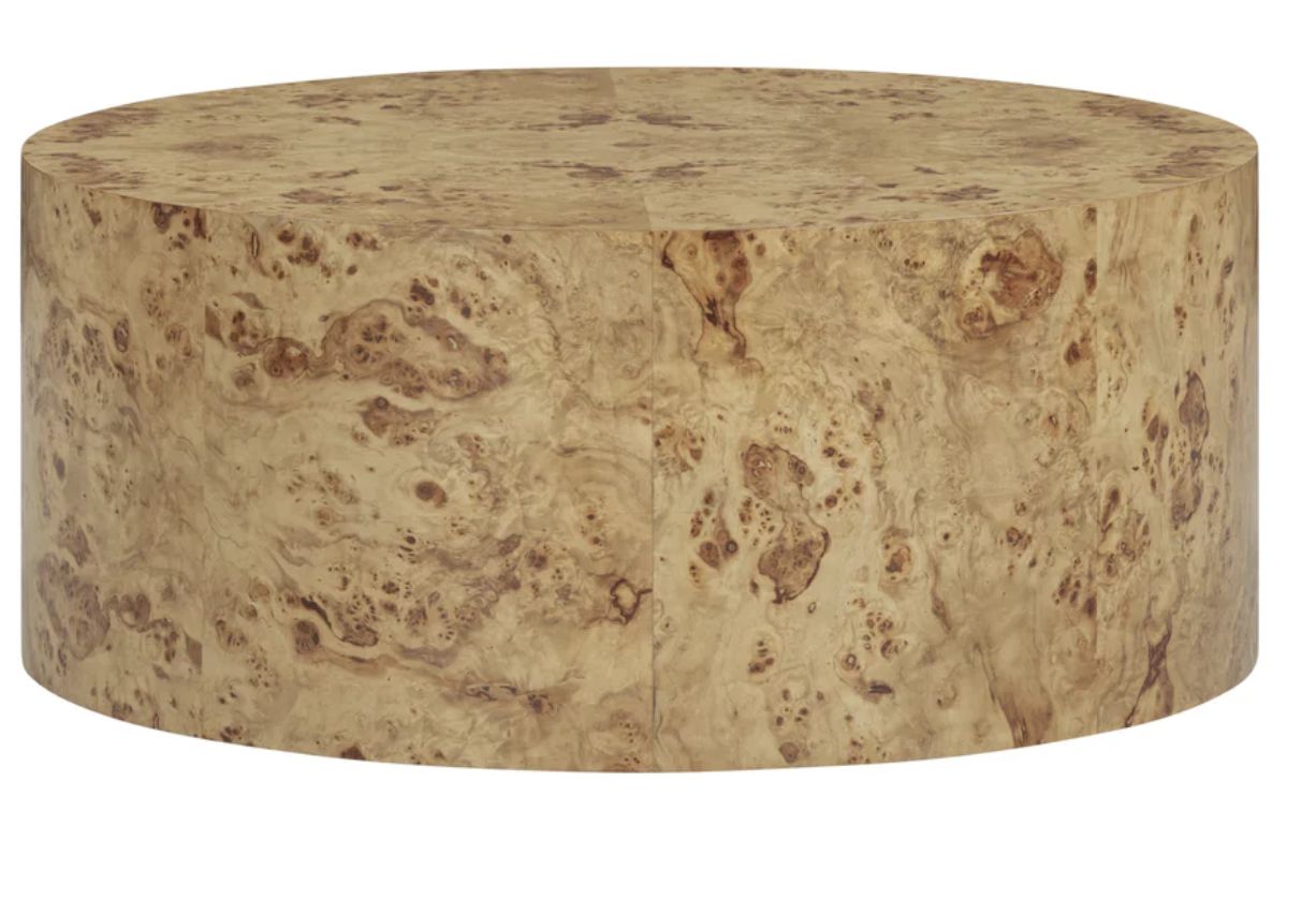 52 52" Round x 16" tall Honey Burl Wood Coffee Table Made in USA