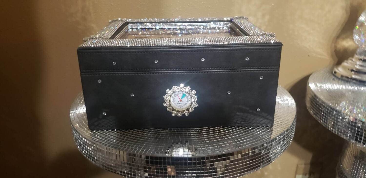 Bling Bling Black Leather Humidor-Personalized