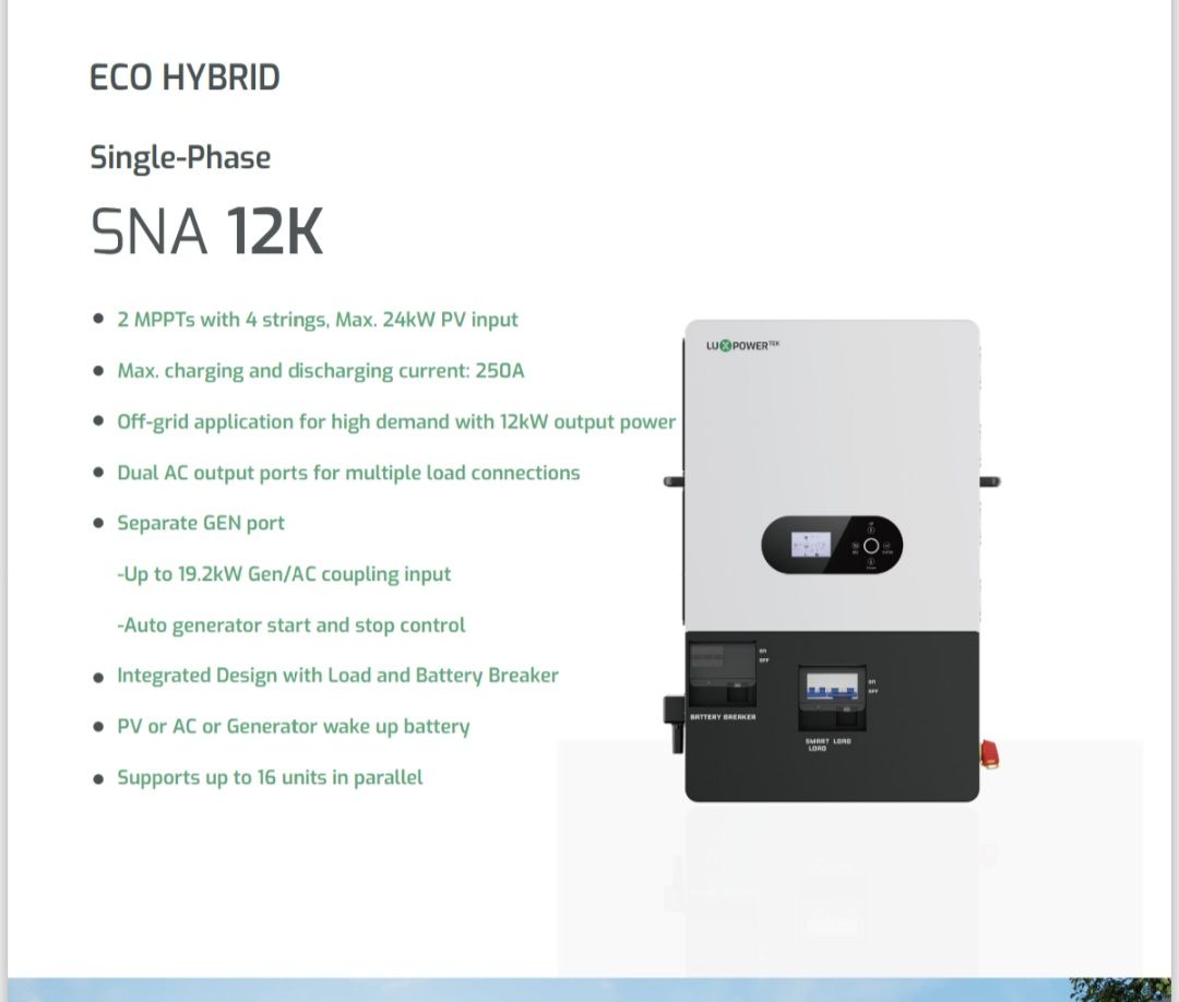 LuxPower 12kW Single Phase Eco Hybrid Inverter (SNA12000)