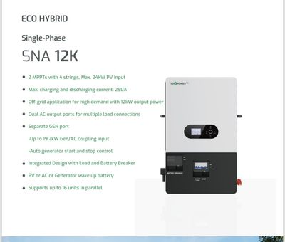 LuxPower 12kW Single Phase Eco Hybrid Inverter (SNA12000)