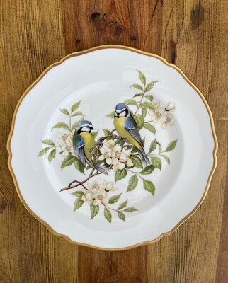 Großer Porzellanteller "Garden Birds" - Six Studies, No. 1 "Blue Titmouse" von Spode - Vintage