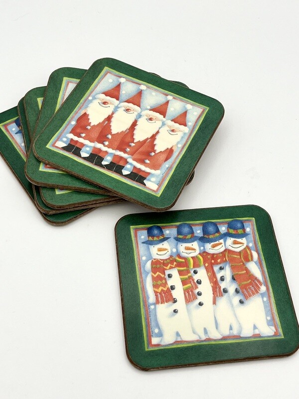 Nostalgische Untersetzer mit Weihnachtsmotiven  aus Kork und Holz von Pimpernel - Second-Hand