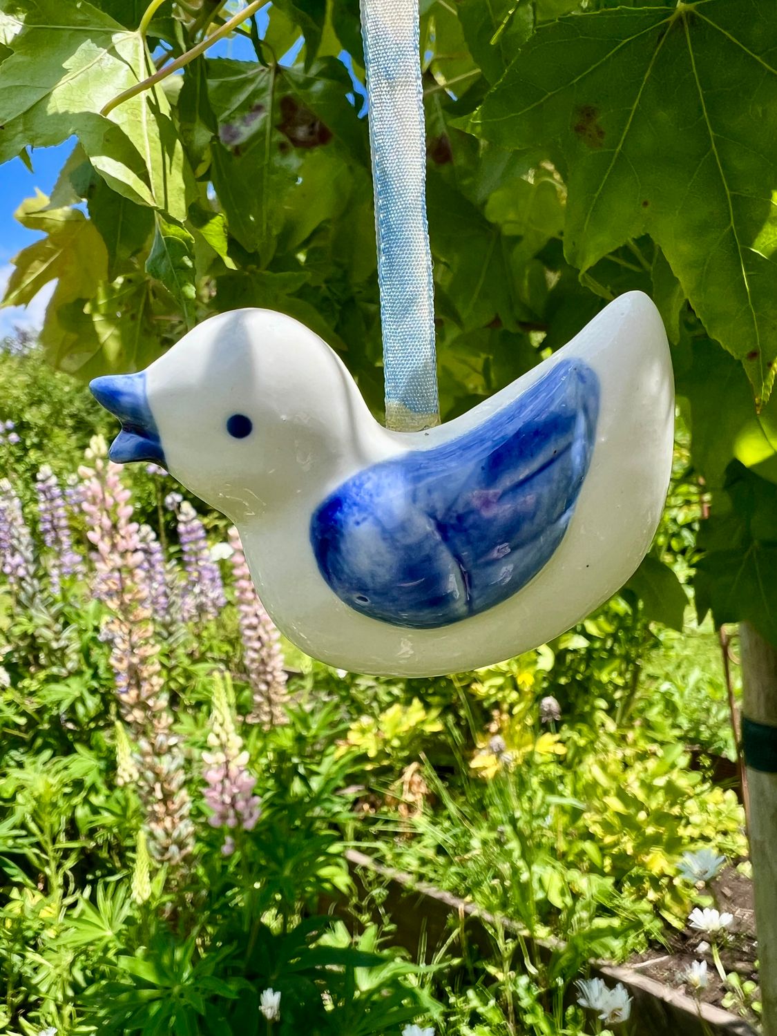 Baby-Ente aus Keramik zum Dekorieren und Aufhängen im Cottage-Stil - Vintage