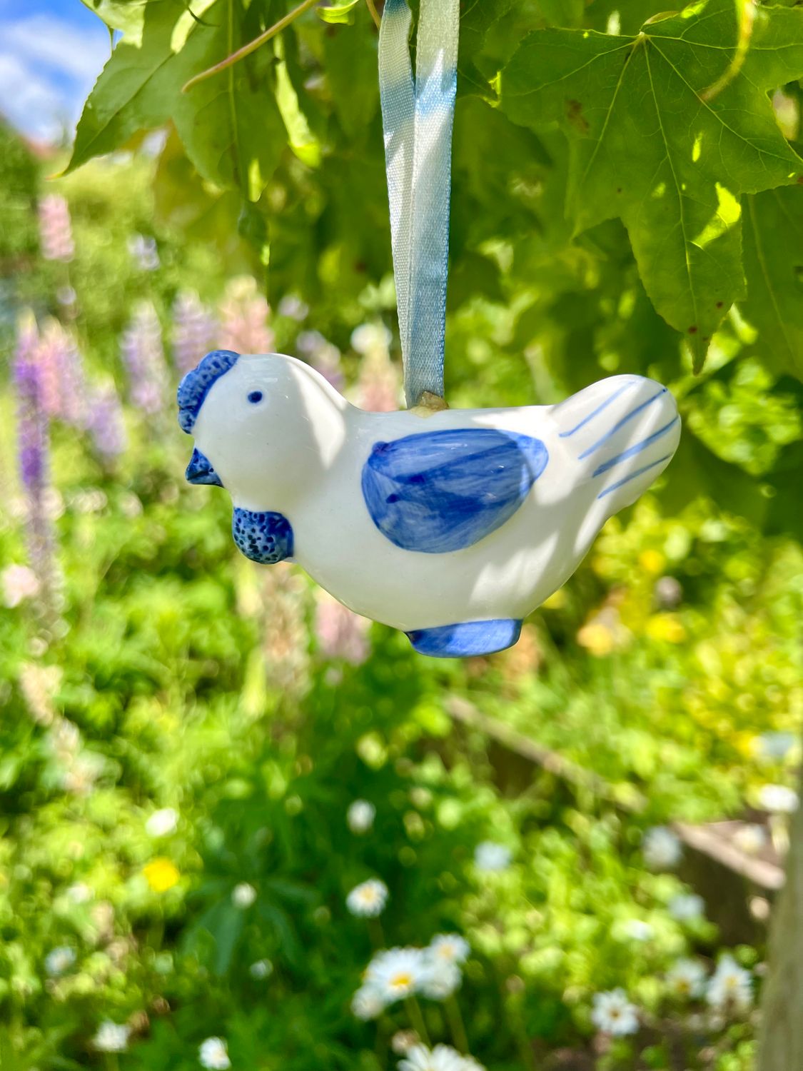 Baby-Huhn aus Keramik zum Dekorieren und Aufhängen im Cottage-Stil - Vintage