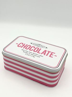 Blechdose mit rosaweißen Streifen &quot;Chocolate&quot;