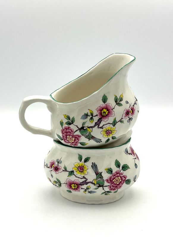 Vintage-Milch- und Zucker-Kännchen "Old Foley" aus England von James Kent
