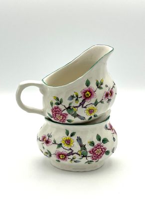Vintage-Milch- und Zucker-Kännchen &quot;Old Foley&quot; aus England von James Kent