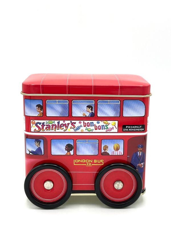Vintage-Konfektdose (leer) als Sparbüchse - Doppeldecker Bus Vintage-Konfektdose (leer) als Sparbüchse - Doppeldecker Bus