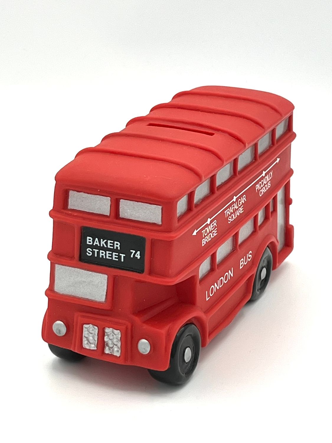 ​Kunststoff-Spardose in Form eines klassischen Londoner Doppeldeckerbusses