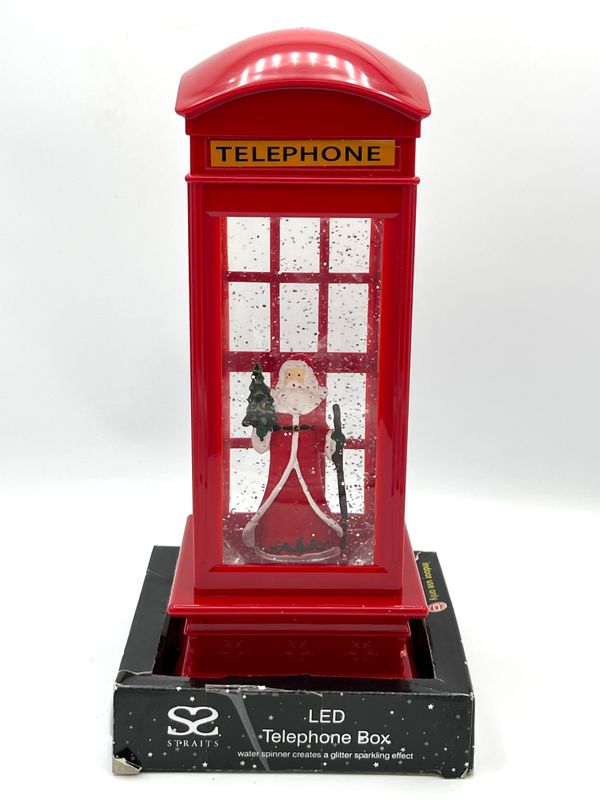 LED-Winterdeko „Rote Telefonzelle mit Santa“ LED-Winterdeko „Rote Telefonzelle mit Santa“