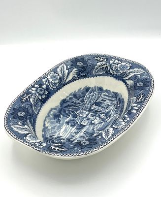 Längliche Schüssel mit ländlicher englischer Szene