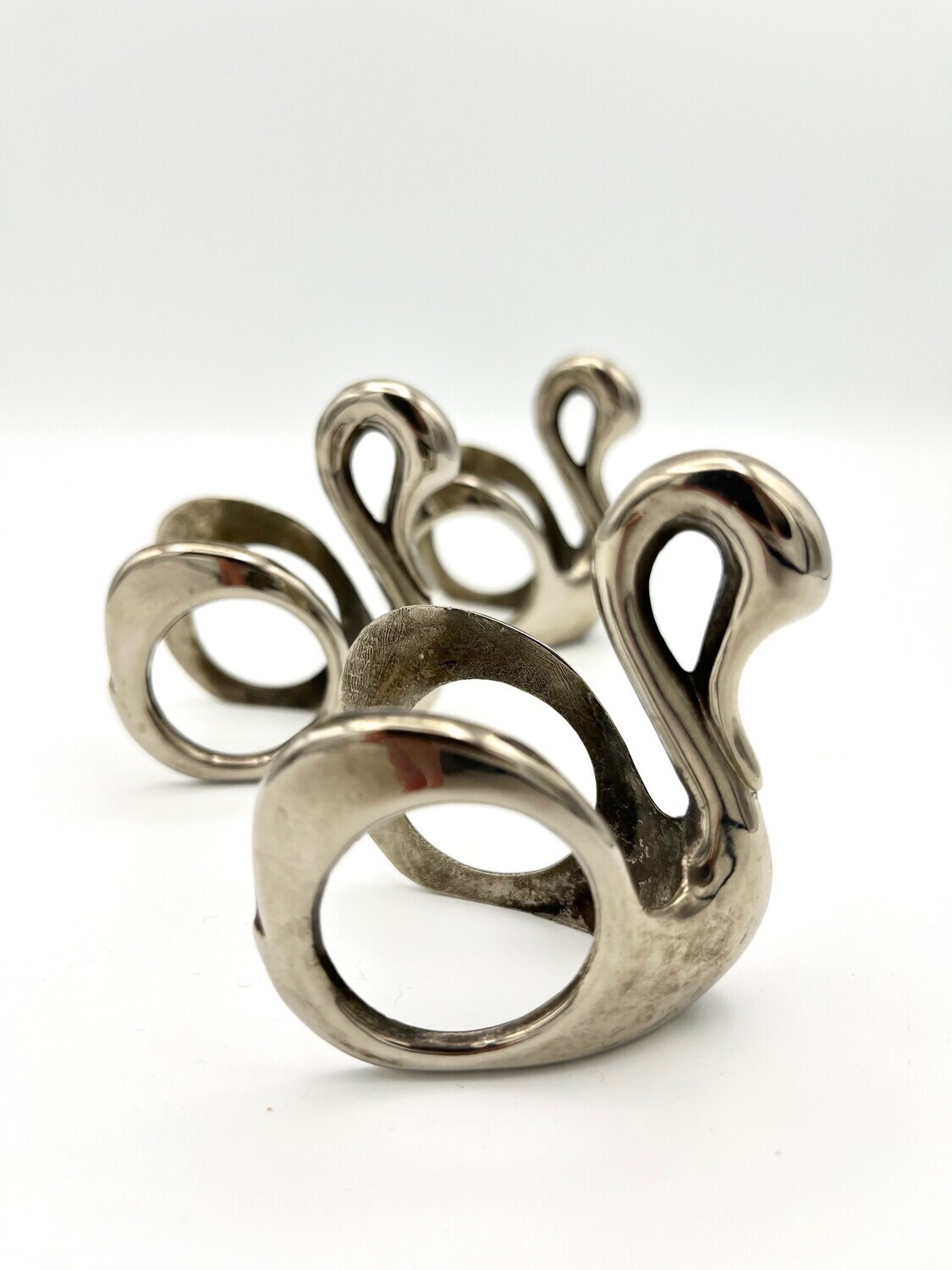 Versilberte Vintage-Serviettenringe "Schwäne" - 3er Set