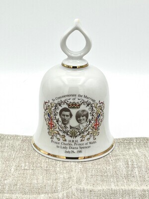 Vintage-Tischglocke aus Porzellan zur Hochzeit von Charles und Diana 1981