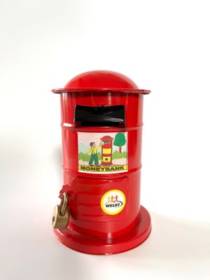 Spardose "Englische Postbox" aus lackiertem Blech