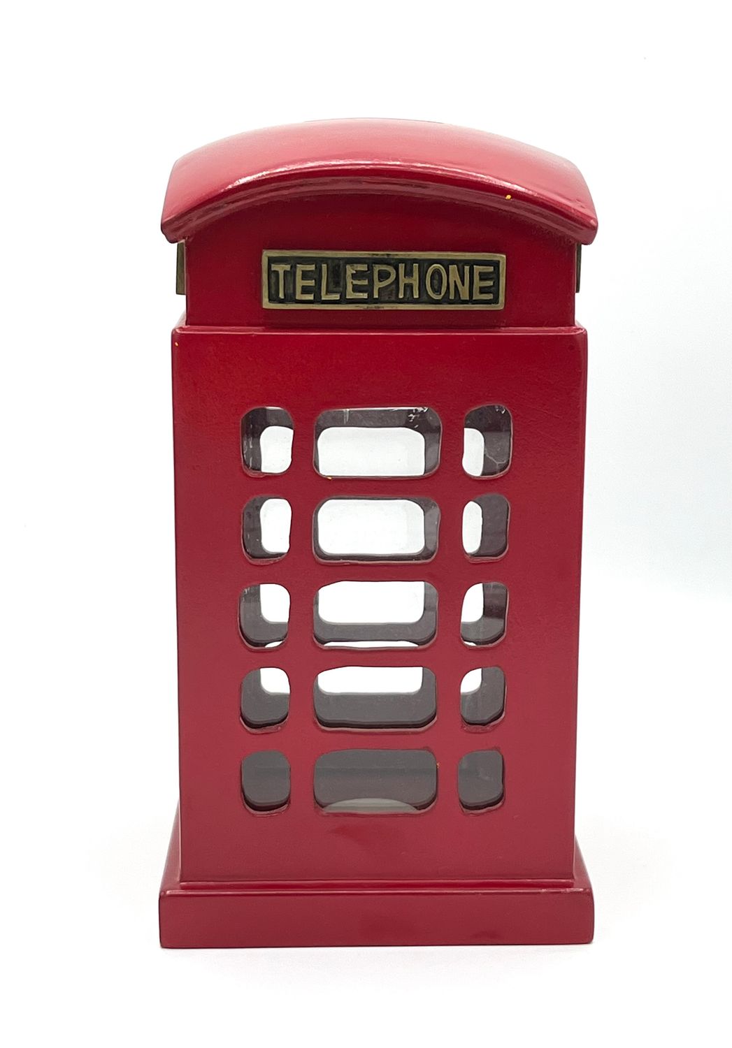 Große Spardose aus Holz "Britische Telefonzelle"