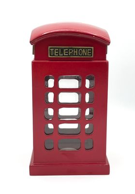 Große Spardose aus Holz "Britische Telefonzelle"