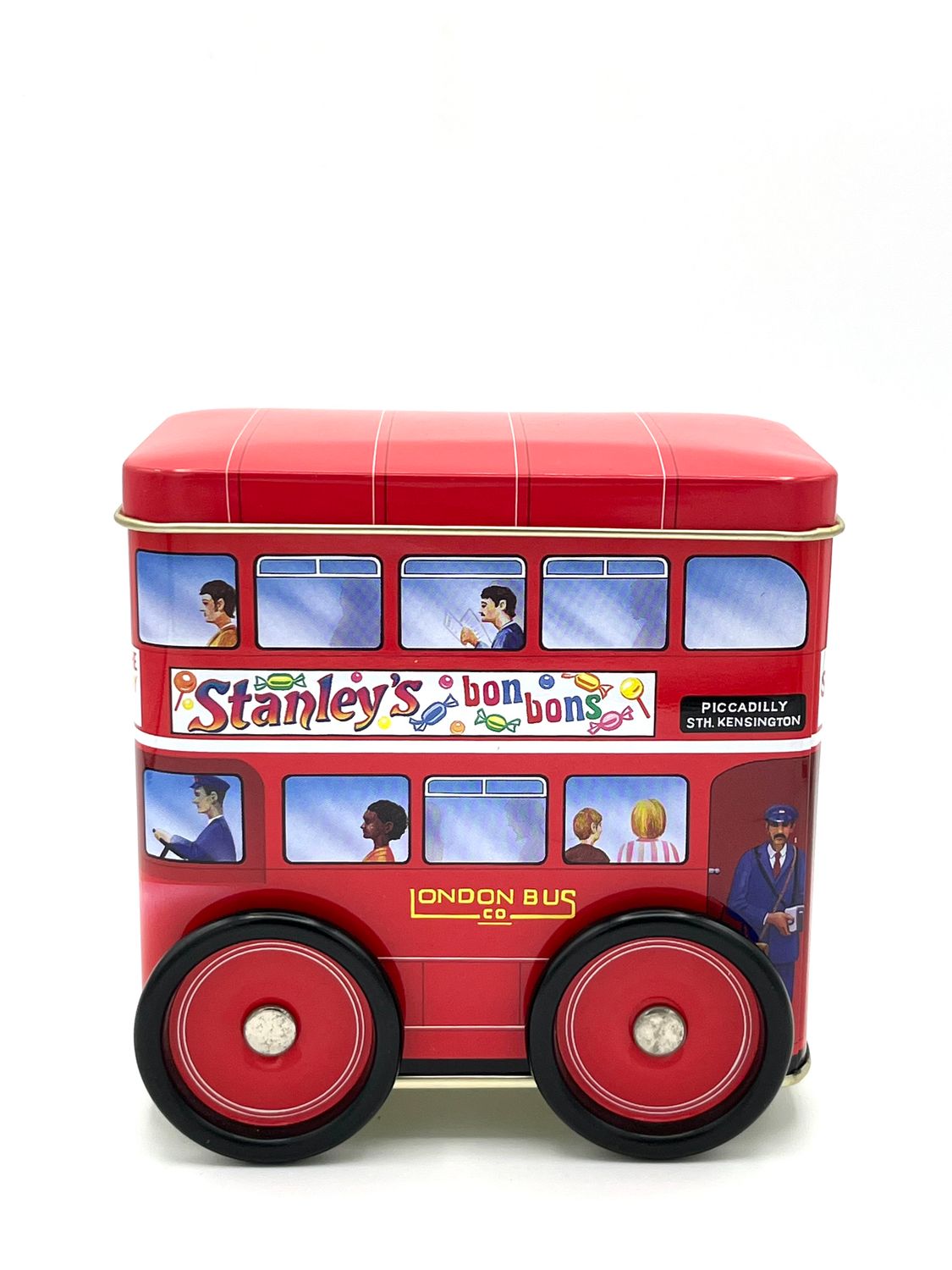 Vintage-Konfektdose (leer) als Sparbüchse - Doppeldecker Bus