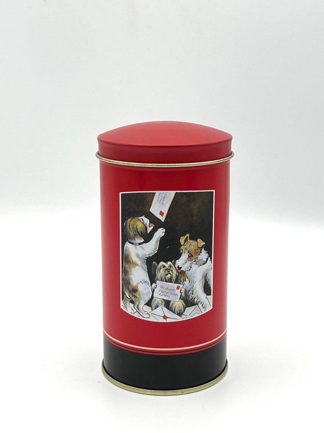 Kleine Spardose aus Blech mit verspielten Katzen