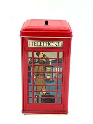 Vintage-Konfektdose (leer) als Sparbüchse