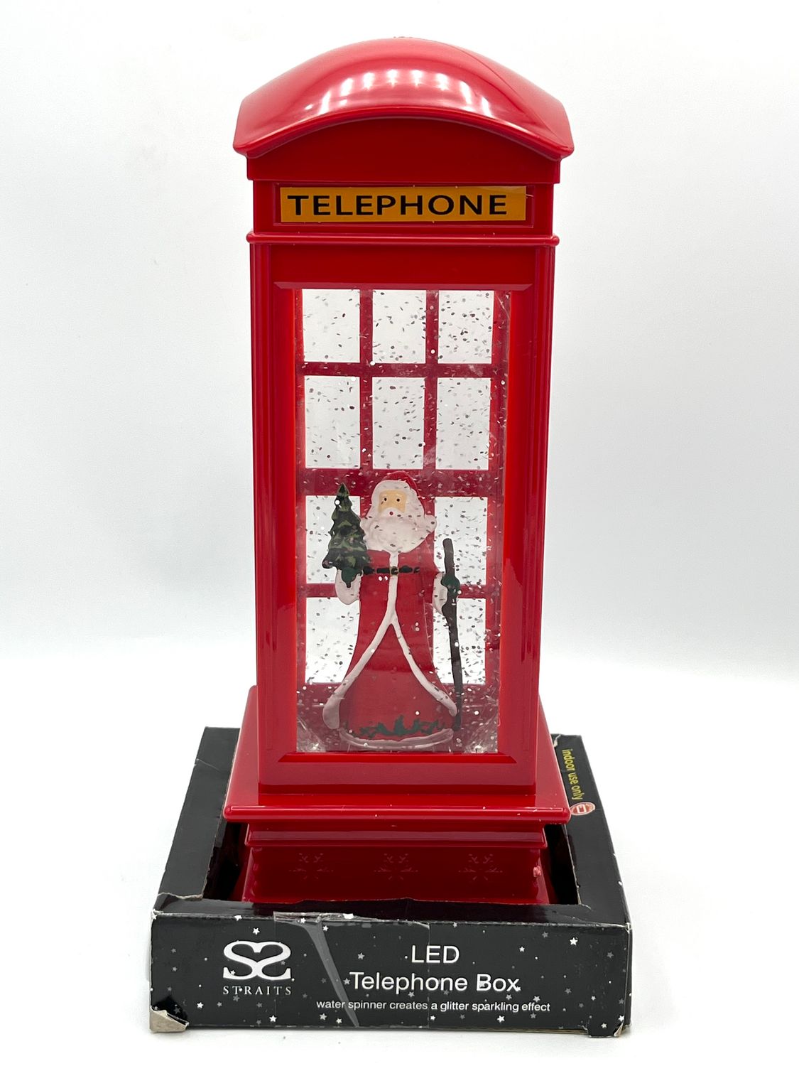 LED-Winterdeko „Rote Telefonzelle mit Santa“