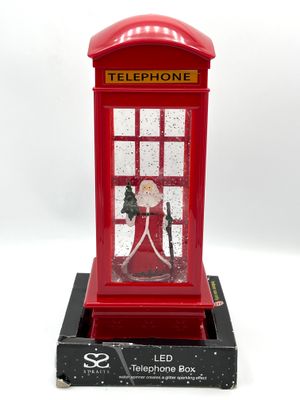 LED-Winterdeko „Rote Telefonzelle mit Santa“ LED-Winterdeko „Rote Telefonzelle mit Santa“