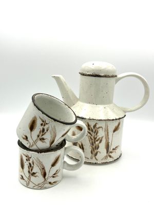 Midwinter Stonehenge „Wild Oats“ – Vintage-Kaffeekanne mit zwei Tassen