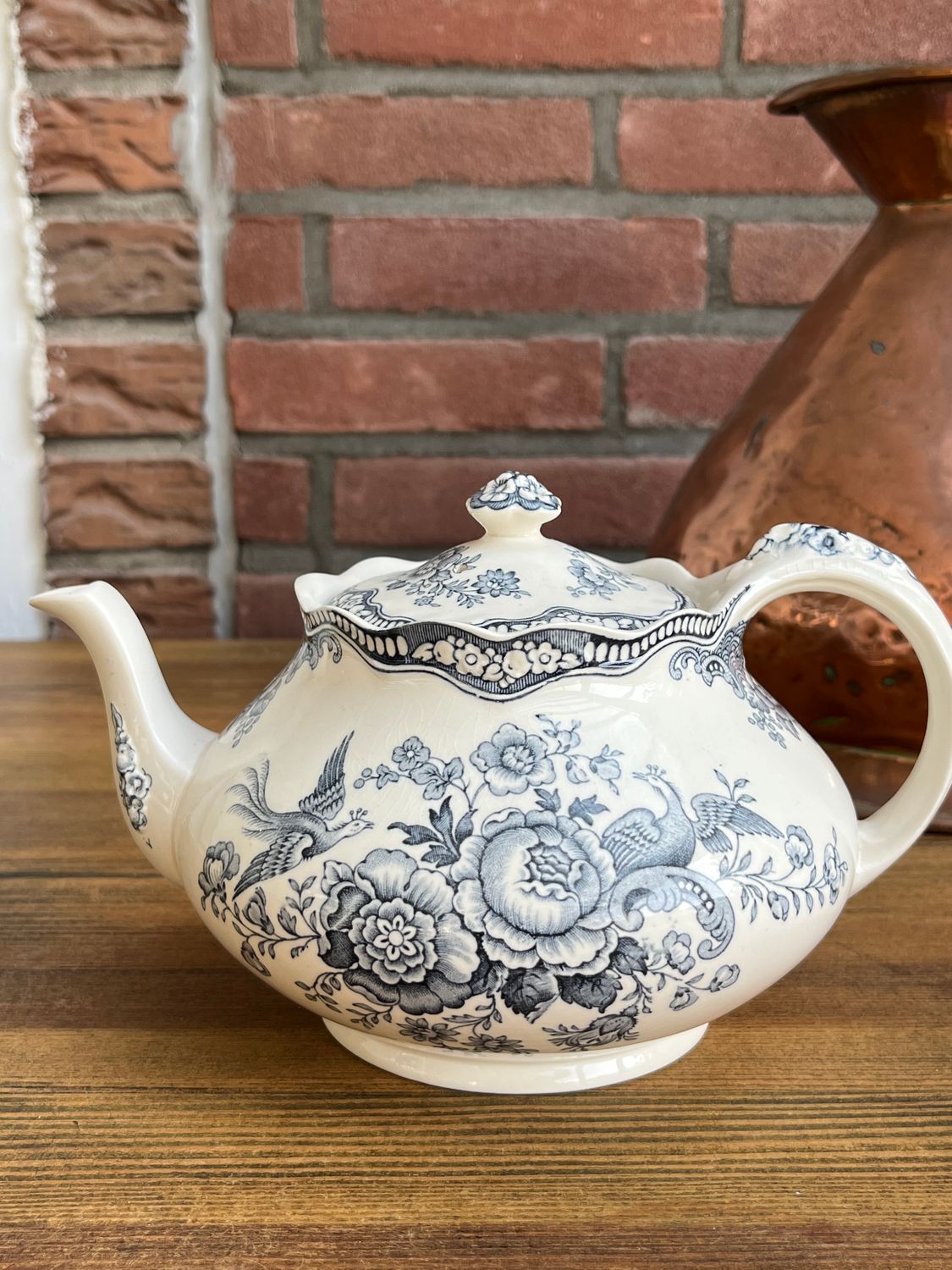Crown Ducal „Bristol“ – Vintage-Teekanne mit Vogel- und Blumendekor