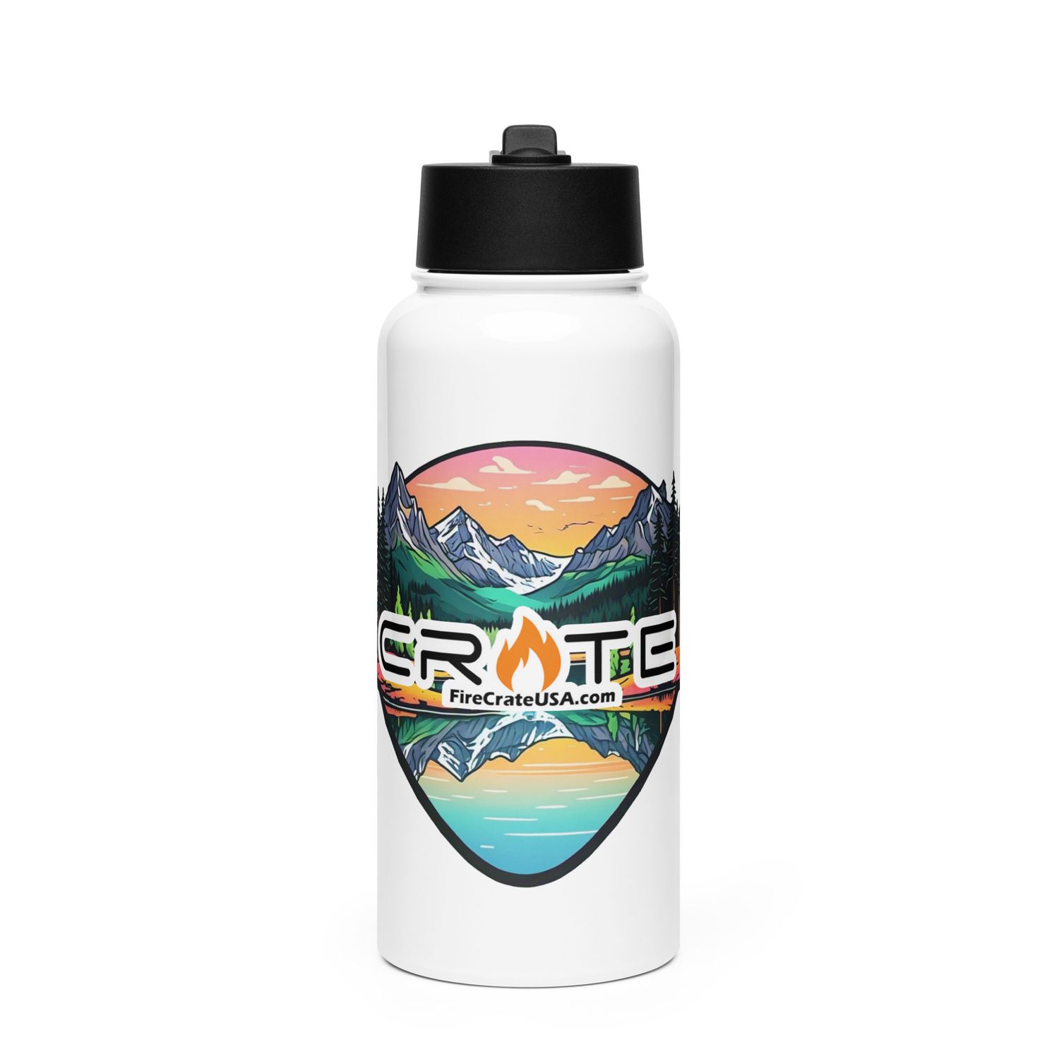 FCUSA Stainless steel water bottle with a straw lid