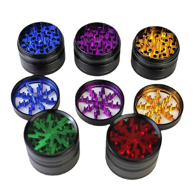 Lightning Transparent Open Skylight Diameter 63MM Four-layer Aluminum Alloy Smoke Grinder Tobacco Grinder Smoking Set Grinder