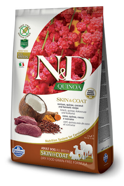 Farmina N&D Grain Free Quinoa Skin & Coat Venison 5.5#