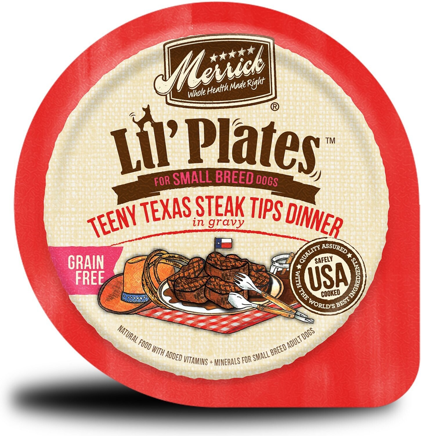 Merrick Lil' Plates Teeny Texas Steak Tips cup 3.5oz 12/case