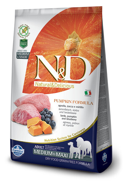 Farmina N&D Grain Free Pumpkin Lamb & Blueberry Medium /Maxi 5.5#