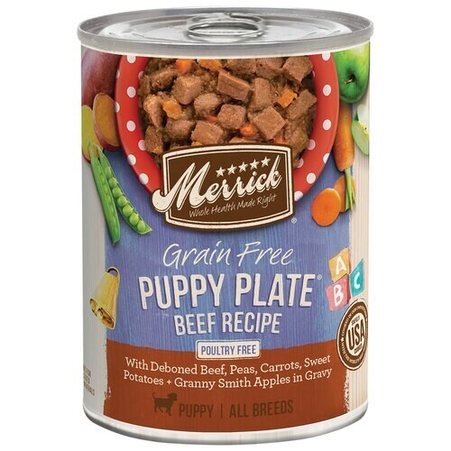 Merrick Puppy Plate Beef can 12.7oz 12/case