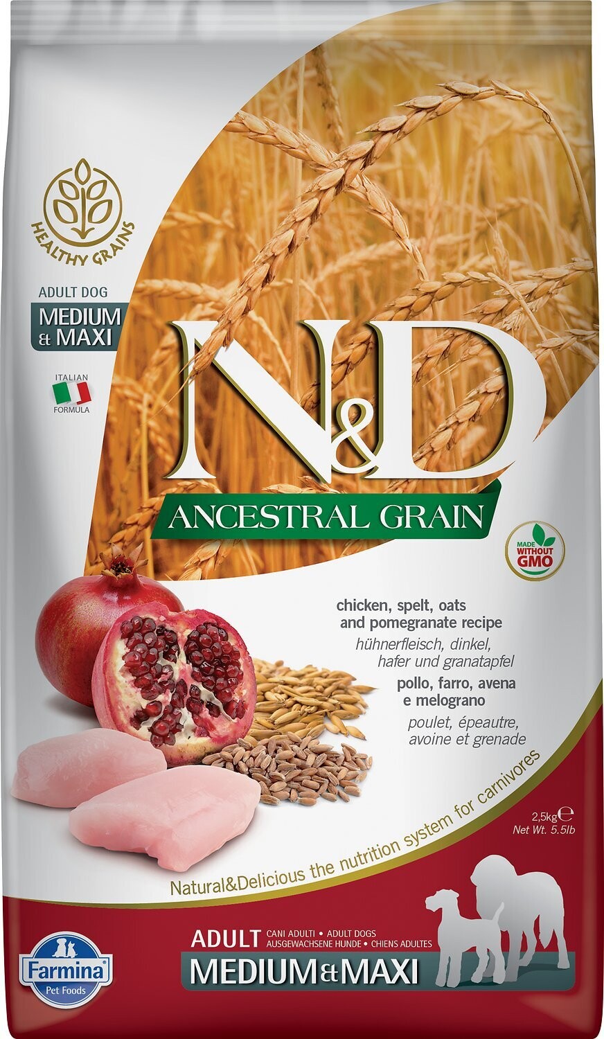 Farmina N&D Ancestral Grain Chicken & Pomegranate Medium /Maxi 26.5#