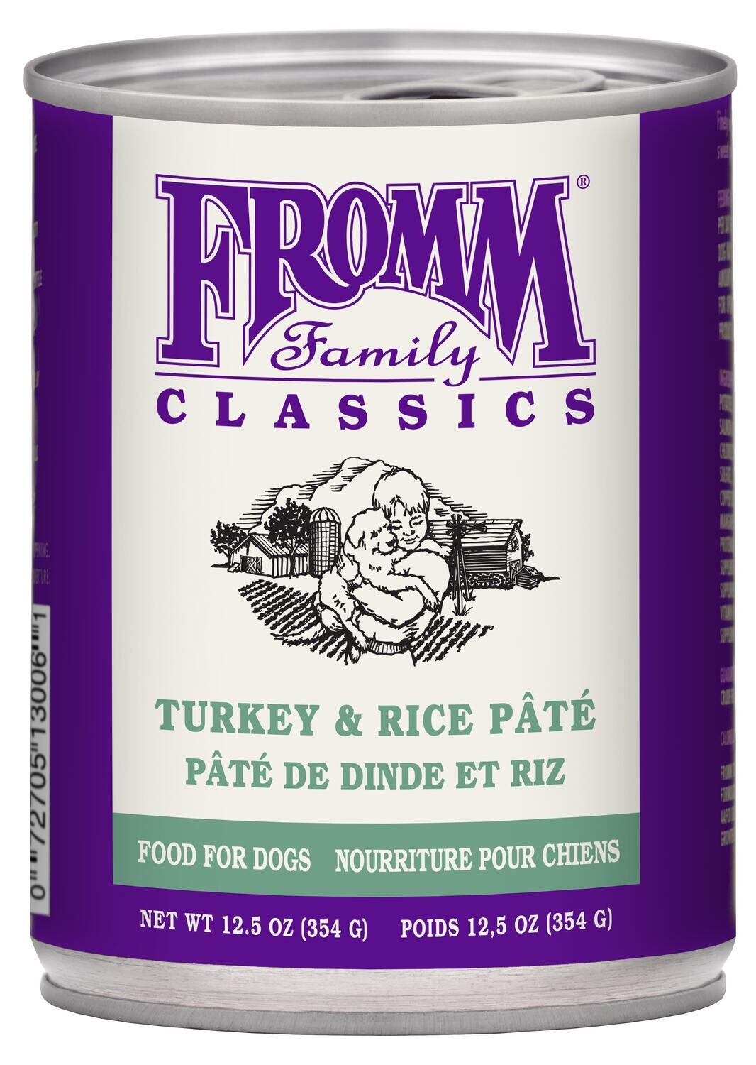 Fromm Classic Turkey & Rice Pate  can 12/case