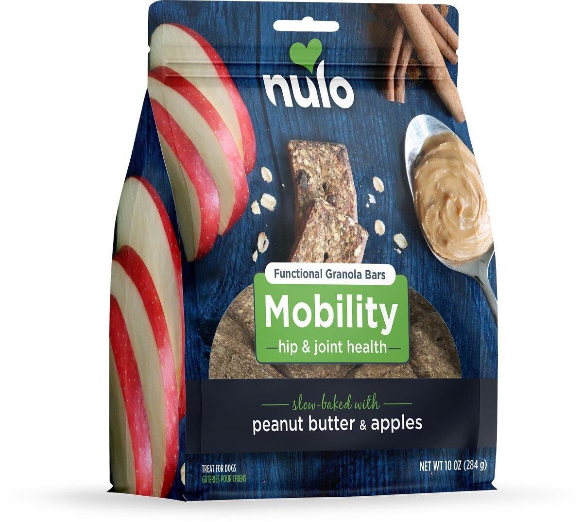 Nulo Functional Granola Bar Mobility Hip & Joint Health Dog Treats Peanut Butter & Apples 10 oz